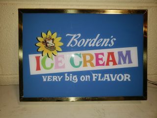Awesome Light - Up Advertising Ice Cream Sign Borden 