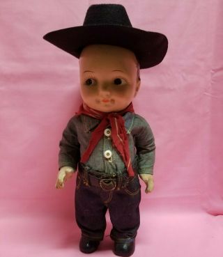 12.  5 " Composition Buddy Lee Jean Advertising Doll In Cowboy Outfit 30 