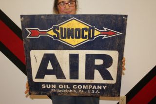 Sunoco Air Eco Air Meter Tire Pump Sun Oil Co.  Gas Station 24 " Metal Sign