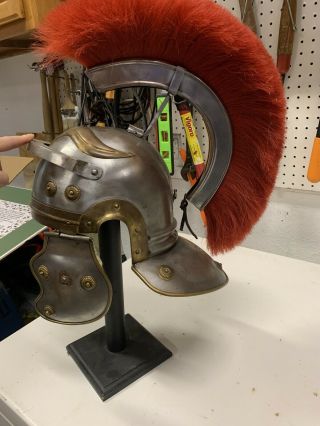Roman Legion Officer Helmet With Red Plume Armor Gladiator Costume Reenactment