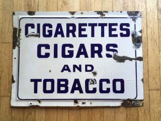 C1910 - 30 Rare Cigarettes Cigars Tobacco Porcelain Store Sign 26” X 19”