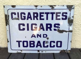 C1910 - 30 Rare Cigarettes Cigars Tobacco Porcelain Store Sign 26” X 19” 3