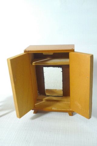 Vintage Dollhouse Miniature Furniture Wood WARDROBE CLOSET & CHAIR Shackman 2