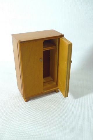 Vintage Dollhouse Miniature Furniture Wood WARDROBE CLOSET & CHAIR Shackman 3