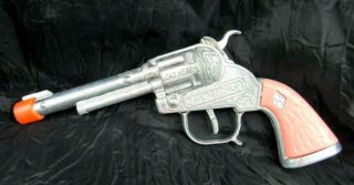 Vintage Hubley Metal Die Cast Toy Cap Gun Pistol Pink Handle Cowboy Western