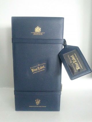 Rare Johnnie Walker Blue Label Box / Faux Leather Suitcase With Bottle
