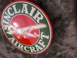 Porcelain Sinclair Aircraft Enamel Sign Size 48 " Inch Round