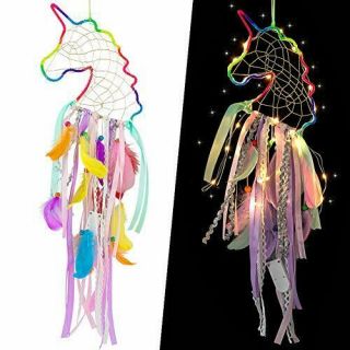 Johouse Dream Catchers for Kids,  LED Pink Dream Catcher Feather Wall Boho Room D 2