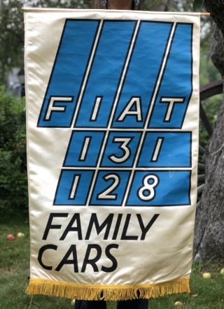 Vintage 1970’s Fiat Family Cars Auto Dealership Silk Banner Sign