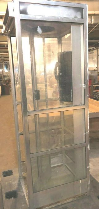 Vintage Aluminum Outdoor Telephone Phone Booth With Pay Telephone