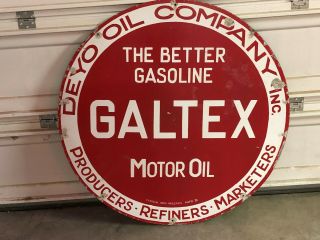 Vintage Galtex Sign Porcelain Gas Station Deyo Oil Company - Will Ship