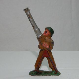 Barclay/manoil Lead Toy Soldier With Silver Anit Aircraft Gun