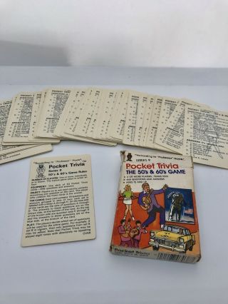 Vintage 1984 Card Game Pocket Trivia The 50s And 60s Series 9 Party Game Gift