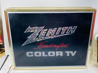 Vintage Rare Zenith Handcrafted Color Tv Rainbow Motion Retail Sign Advertising