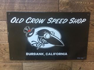 Old Crow Speed Shop Heavy Porcelain Sign 18”x11” 2