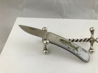 Buck 525 U.  S.  A.  Vintage 1992 Pocket Knife With Picture Of A Fish On The Handle