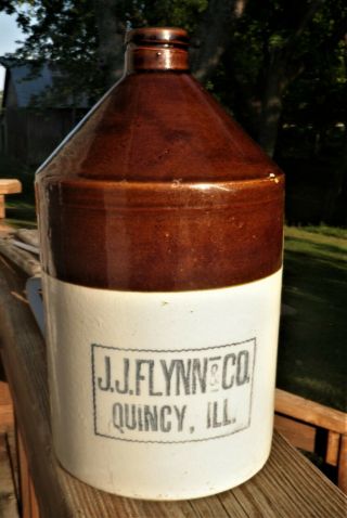 Quincy Illinois,  Rare Jug,  J.  J.  Flynn & Co,  Western Stoneware Co,  2 Tone