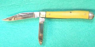 Queen Steel 17 Pocket Knife Made In Usa Creamy Yellow Handle 2 Blade
