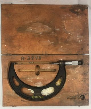 Vintage Starrett Outside Micrometer No.  436 6  - 7  In Wooden Case