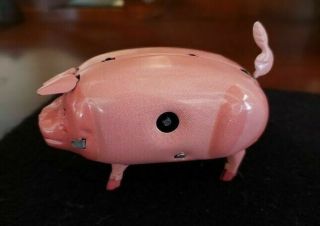 " Polly The Pig " Walking Tin Wind Up Toy By Kwp No Key Euc