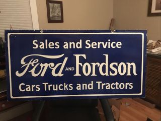 Large Double Sided Ford Dealer Porcelain Sign