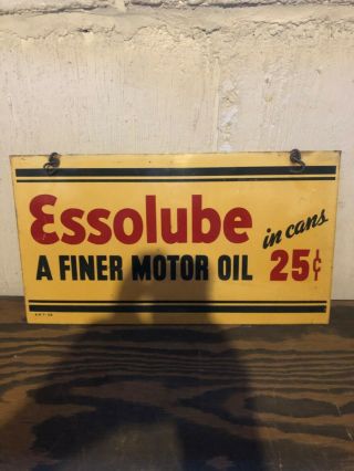 Vintage 1936 Essolube Motor Oil Double Sided Dealer Sign Hard To Find