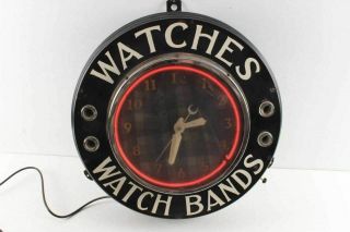 Antique Watches Watch Store Advertising Neon Clock Sign Glo - Dial