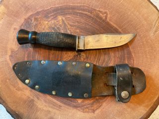 Vintage Ka - Bar Union Cutlery Co,  Olean,  York Fixed Blade Knife,  With Sheath