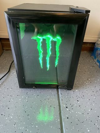 Monster Energy Drink Mini Fridge With Green Led Lights