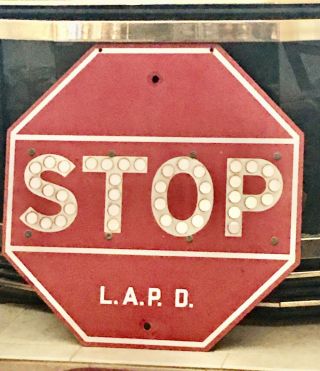 Stop Sign - Lapd - Porcelain - Vintage Los Angeles Police Department Rare
