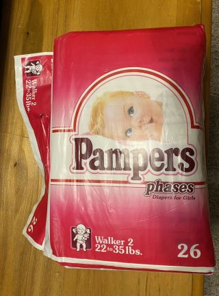 Vintage Diapers Pampers Phases For Girls Walker 2 1990s Plastic Backed Xl