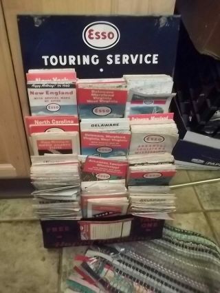 Esso Touring Service Map Stand Holder Rack With 75 Maps 1930,  1940,  1950 