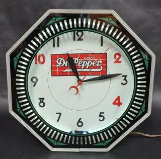 Old Drink Dr Pepper Neon Spinner Soda Advertising Clock -
