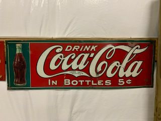 Rare Vintage 1916 Coca - Cola Bottle Metal Sign Gas Oil Soda 35x11