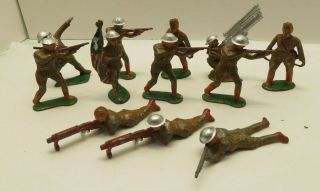 Cast Iron Lead Metal Vintage Military Toy Soldiers Army Men Set Of 12