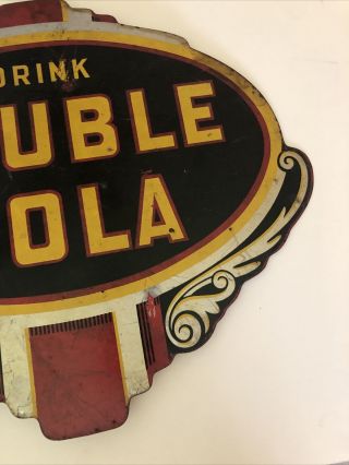 Vintage Drink Double Cola Two Sided Flange Sign 1947 3