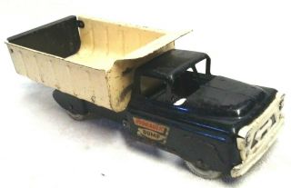 Vintage 1950s Louis Marx Hydraulic Hoist Dump Truck Pressed Steel Toy