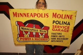 Large Minneapolis Moline Tractors & Farm Machinery Gas Oil 36 " Metal Sign