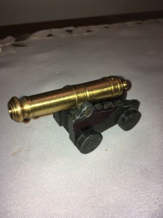 Vintage Toy Cast Iron Brass Miniature Cannon