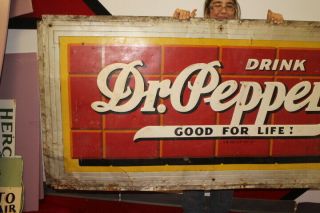 Large Vintage 1940 ' s Dr Pepper Soda Pop Gas Station 72 