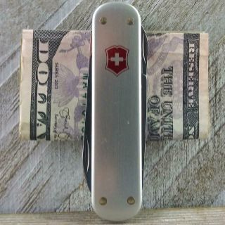 Victorinox Money Clip Silver Smooth Alox Swiss Army Knife