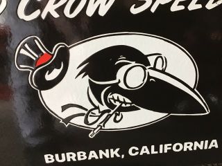 RARE VINTAGE PORCELAIN 1948 OLD CROW SPEED SHOP SIGN Hot Rod Ford Chevy Harley 3