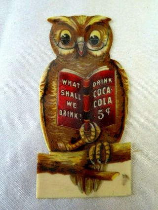 Coca Cola Owl Bookmark 1906 Celluloid Whitehead Hoag Co.  Advertising