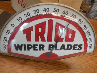 Vintage Trico Wiper Blades Thermometer Metal Advertising Sign Gas Oil