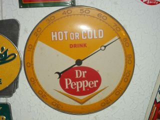 Dr Pepper 1963 Pam Clock Round Thermometer 12 " Hard To Find Sign,