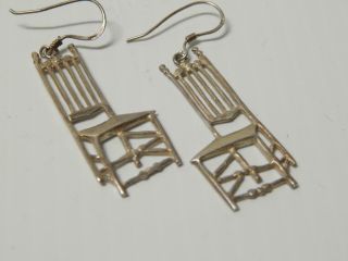 Uniq Vintage Frank Lloyd Wright / Shaker Chair Mexican Sterling Silver Earrings