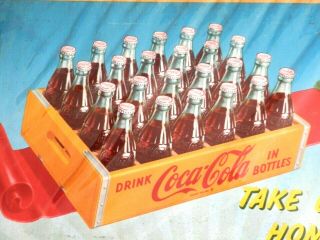 Vintage 1952 Litho Coca - Cola Advertising Sign 36x20 " Cardboard Poster
