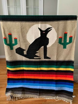 Large Hand Woven Mexican Blanket Natural/synthetic Fibers