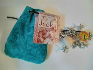 Pewter Jacks Folk Toy Set By Cooperman,  Fife,  & Drum Co.  Classic Jacks Game