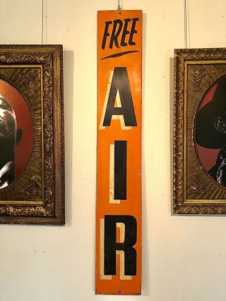 1950s Vintage “free Air” Eco Tire Pump Gas Station Metal Sign